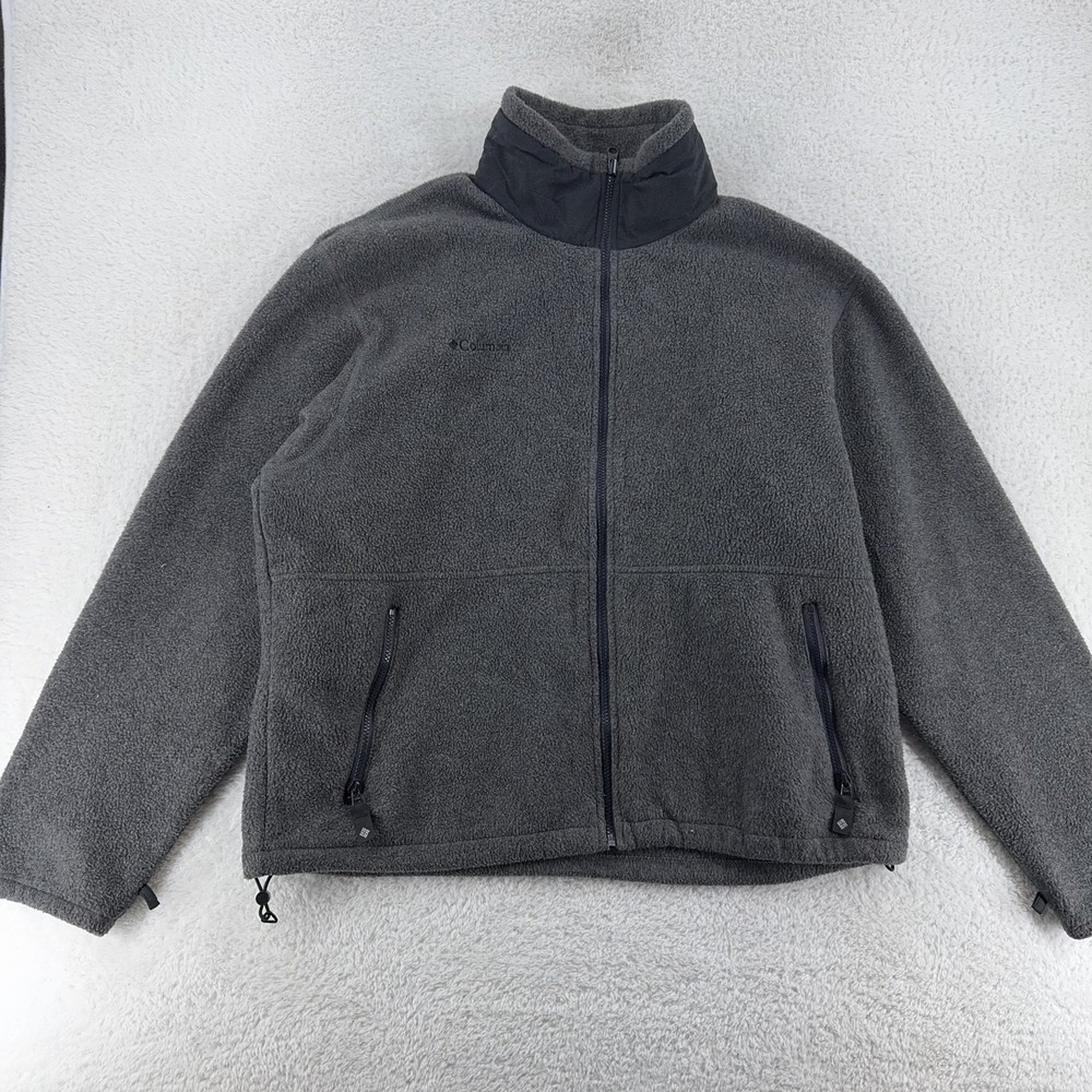 Columbia Full Zip Fleece Jacket Mens XL Gray Outdoors WM 6072‎